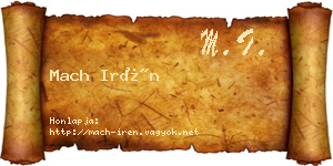 Mach Irén névjegykártya